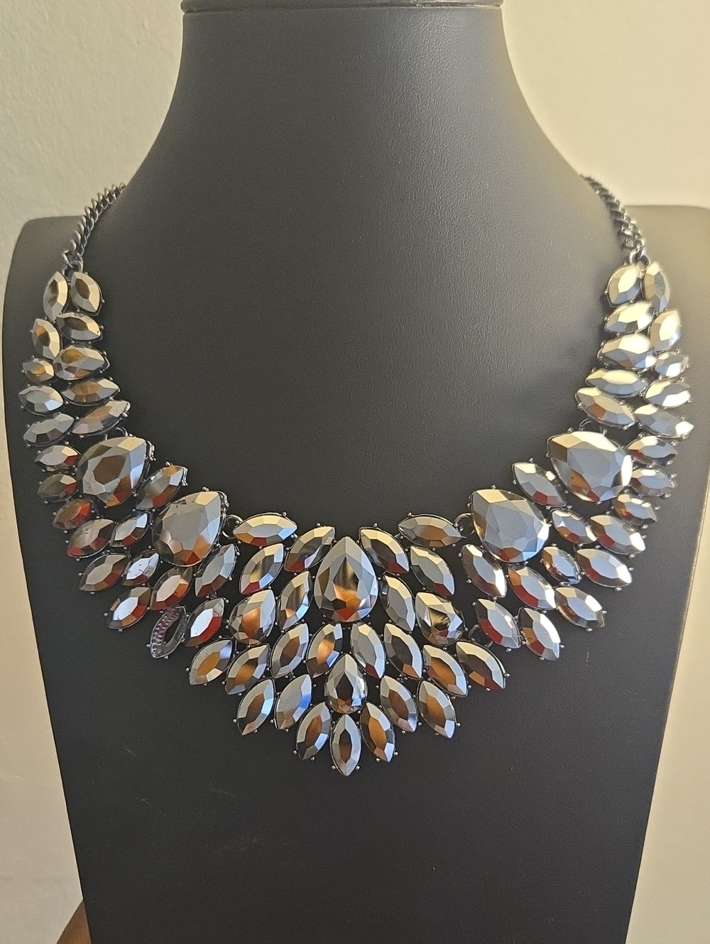 paparazzi Faceted Smoky Crystal Statement Necklace